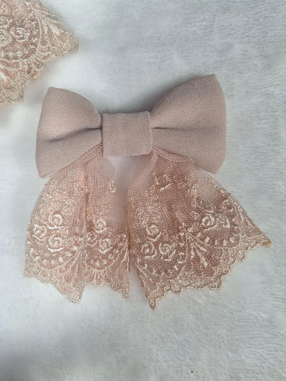 Innocent World Pale Pink Rose Lace Ribbon Hair Clips | Set of 2 | Classic Lolita